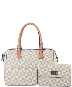 3 In1 Smooth Triangular Checkered Design Duffel Bag Set 007-8092W TAUPE